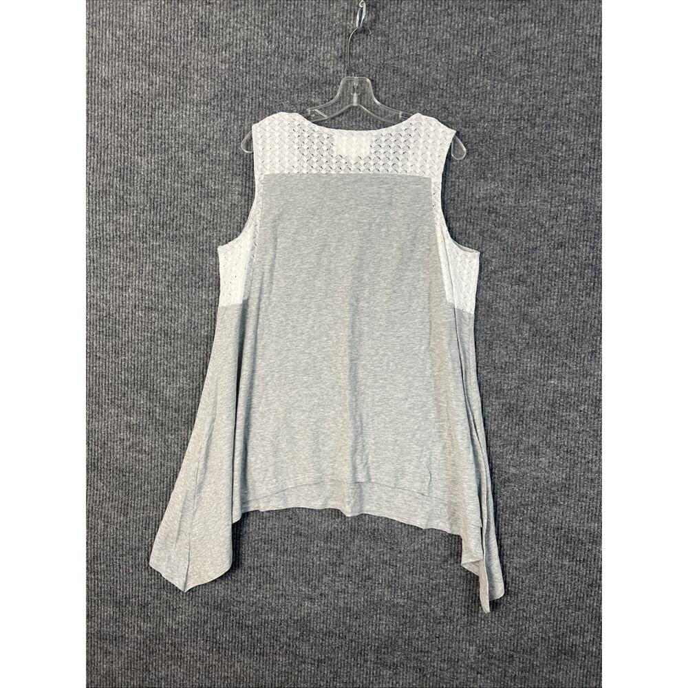 Vince Camuto Shirt Womens 2X Gray Lace Trim Sleeveless Asymmetrical Hem Casual - Picture 6 of 9